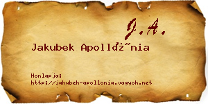 Jakubek Apollónia névjegykártya